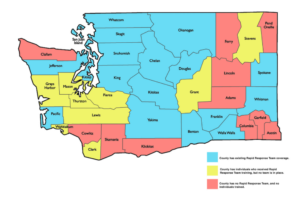 Graphic showing map of WA state's counties where WAISN is present.