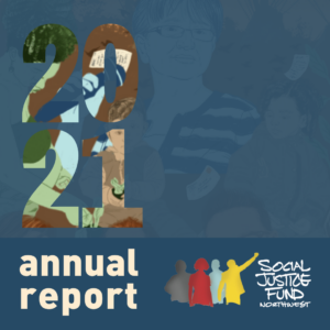 Square image with blue background. Text reads 2021 Annual Report